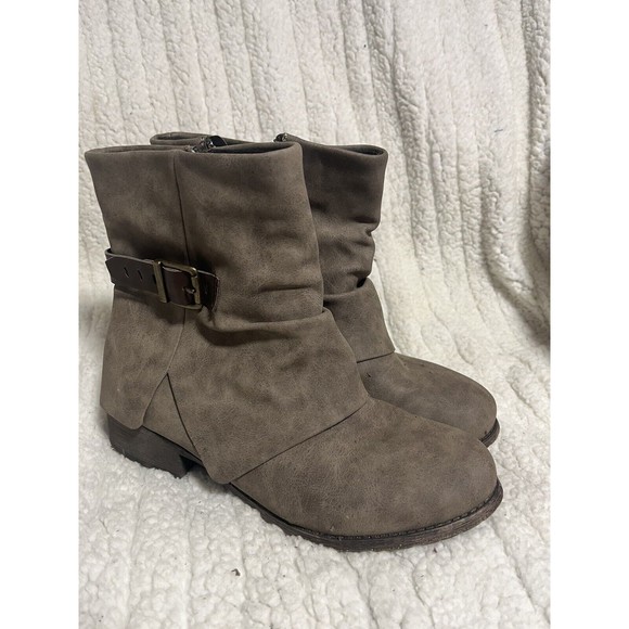 HOT TOMATO Grey Brown Zip Up Western Style Bootie Boot Size 8M Dance Country - Picture 1 of 8